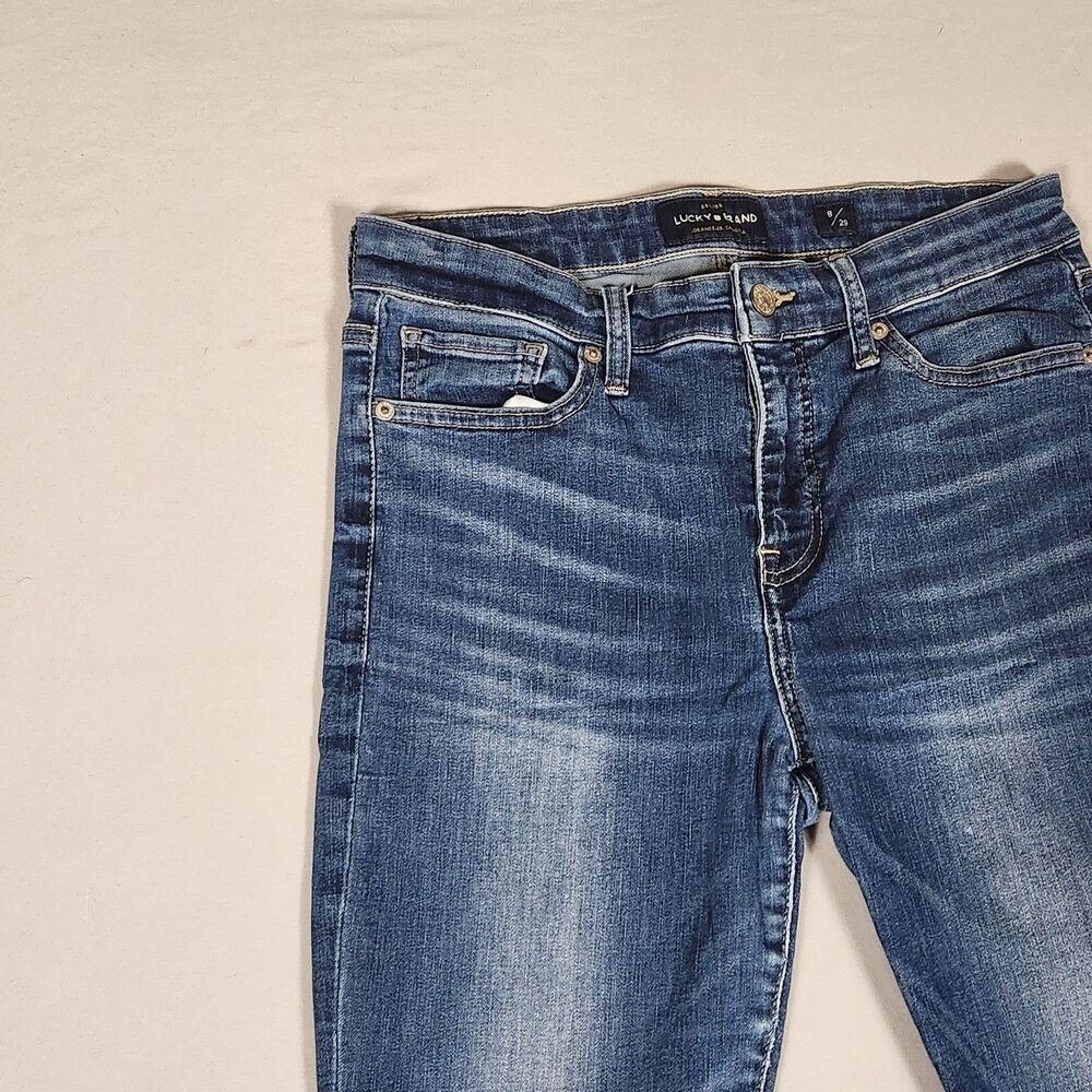 Lucky Brand Ava Crop Jeans Womens 8/29 Blue Skinny Raw Hem Stretch Denim - Picture 2 of 15